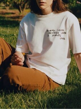 COS x Coco Capitán White Short-Sleeve Tee with Black Script “Always love” XS/S